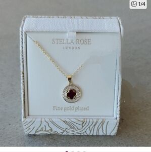Stella Rose London Gold Plated Red Pendant Necklace NWT